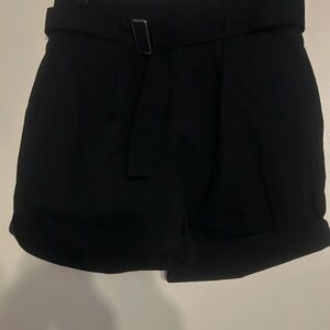 Banana Republic Black High-Rise Tie-Waist Bermudas
